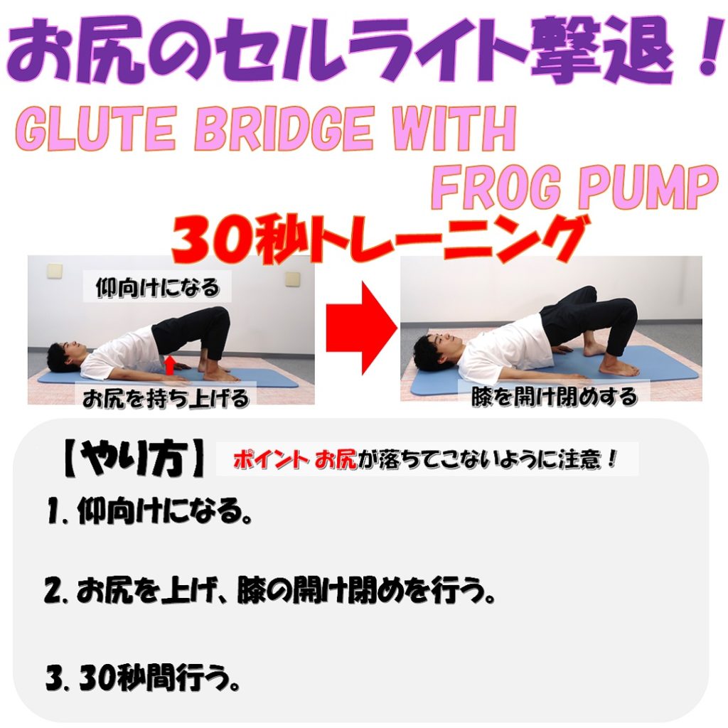 glute bridge with frog pumpやり方 
