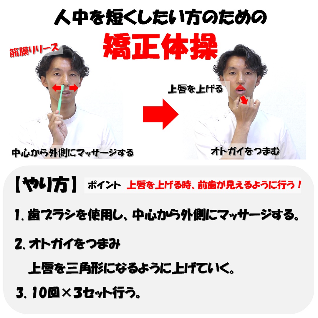 鼻下 人中 を短くする鼻唇角強化体操のやり方とその原因について 小顔矯正 整体を東京でお探しならrevision